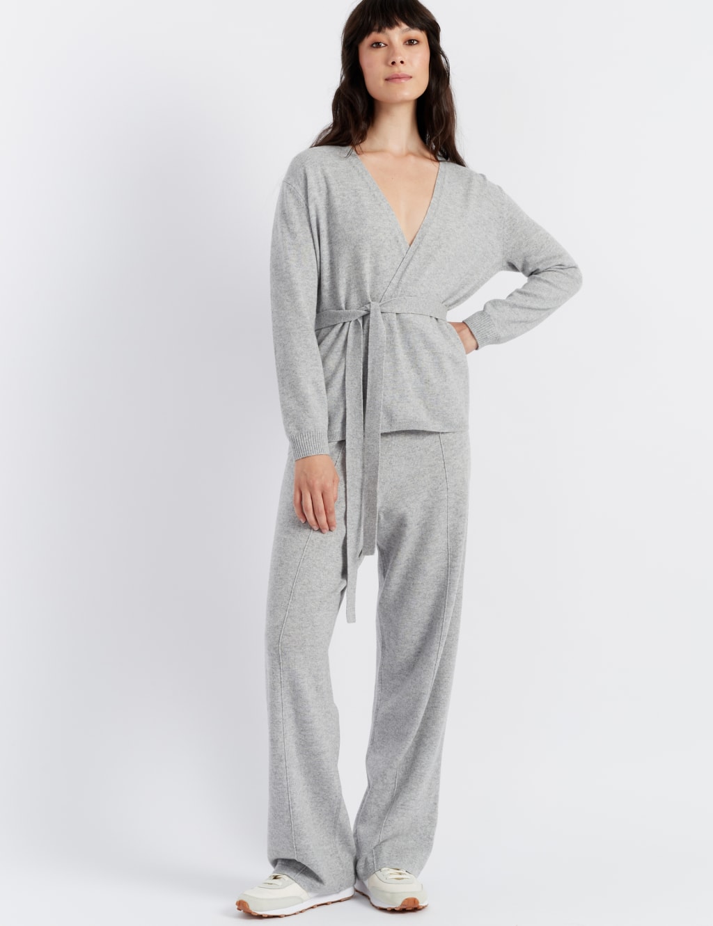 Wool Rich Wrap Cardigan with Cashmere