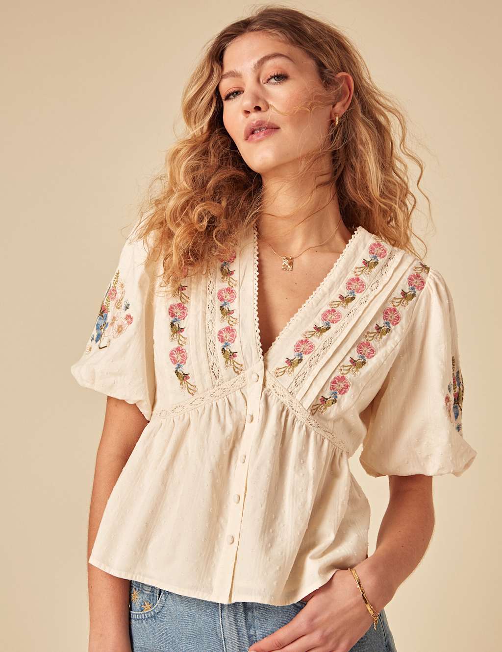 Pure Cotton Embroidered Top