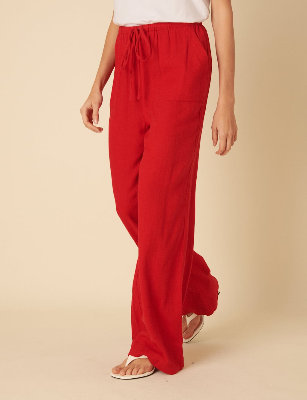 Linen Rich Relaxed Wide Leg Trousers