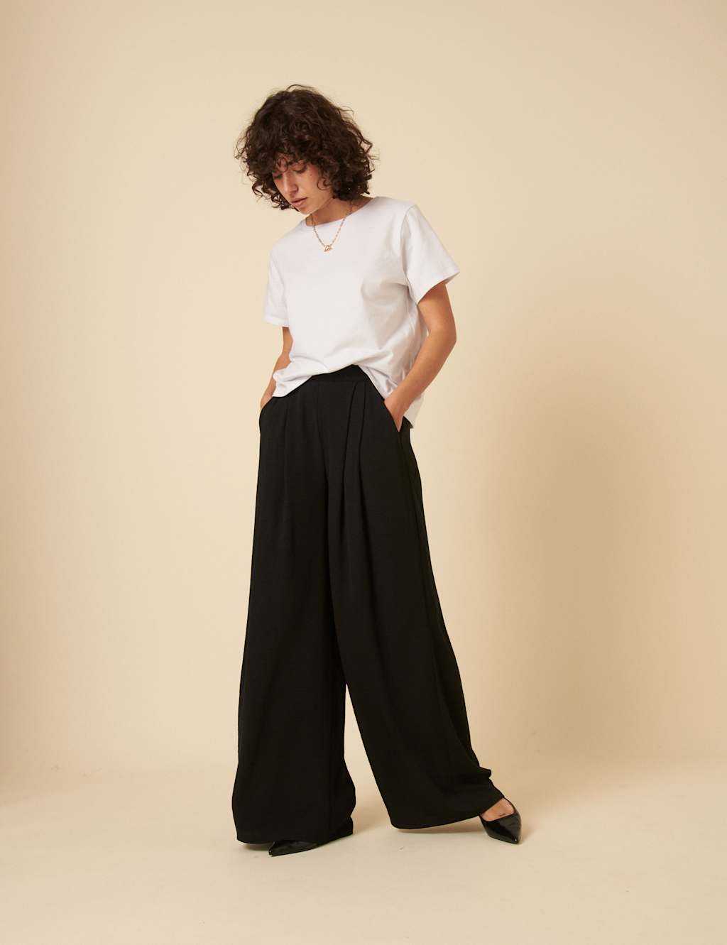 Elasticated Waist Relaxed Wide Leg Trousers