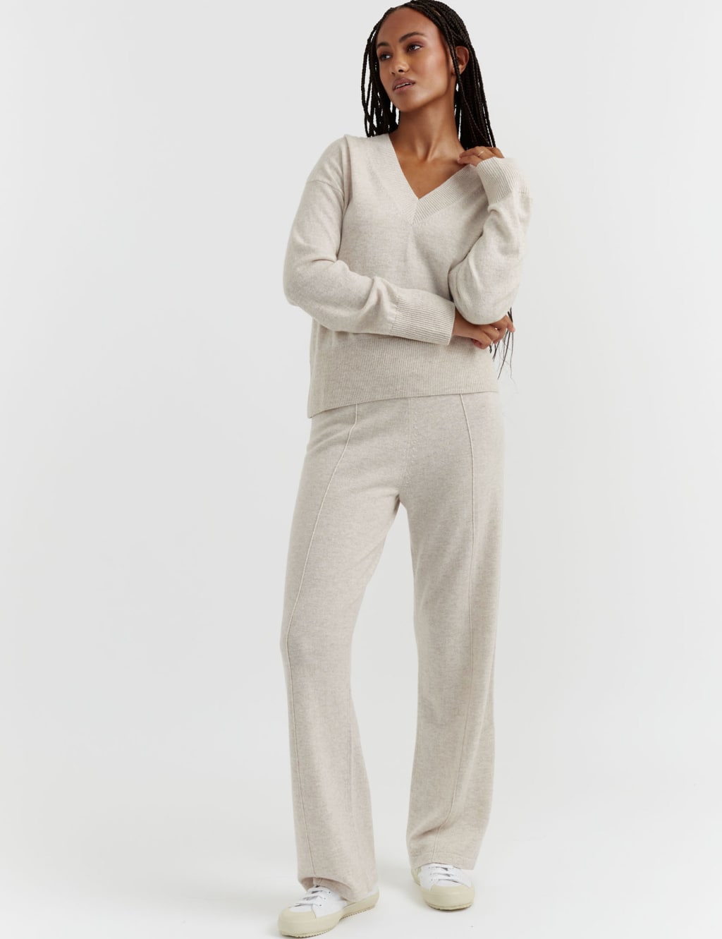 Chinti & Parker Wool Rich Relaxed Jumper with Cashmere Oatmeal