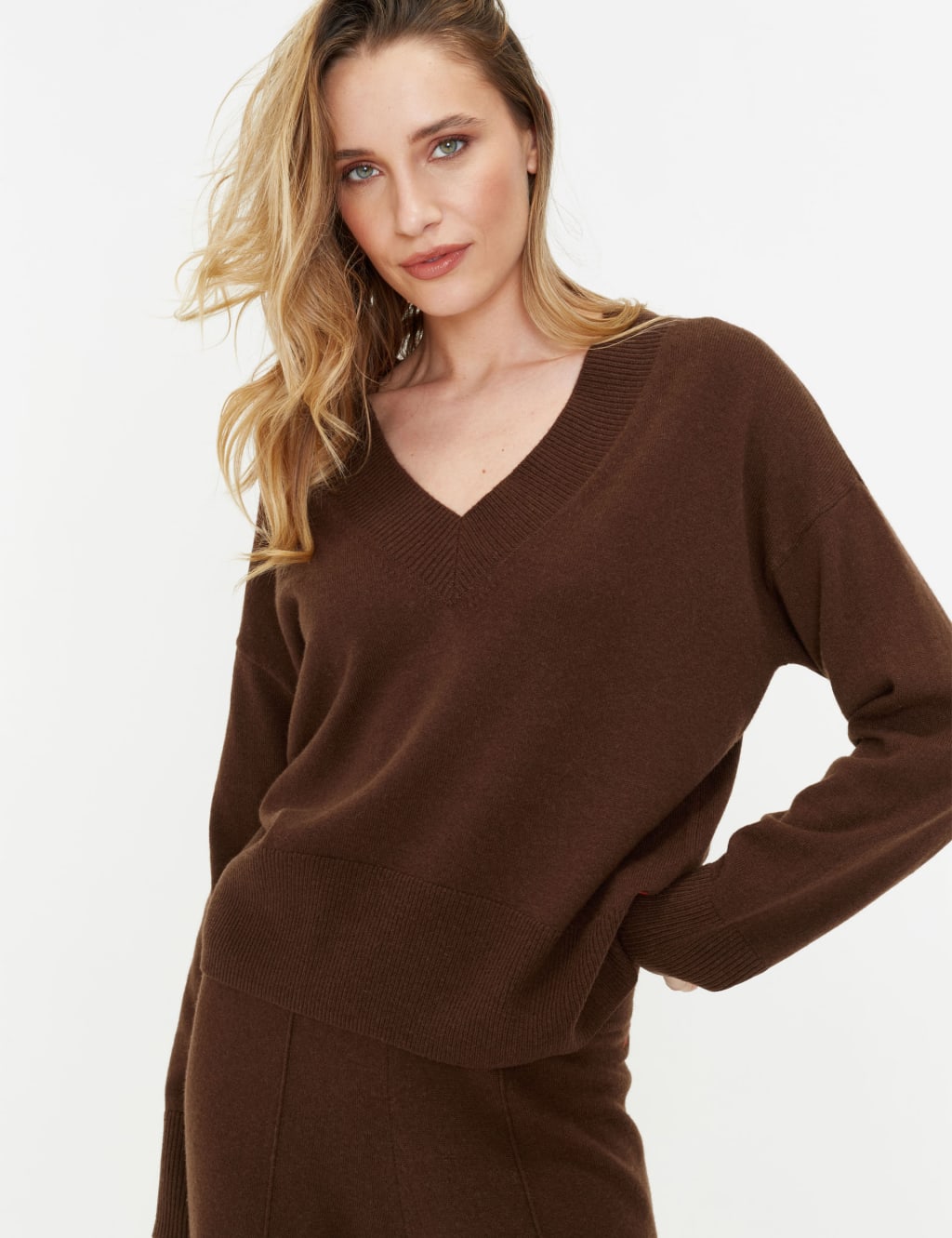 Chinti & Parker Wool Rich Relaxed Jumper with Cashmere Chocolate