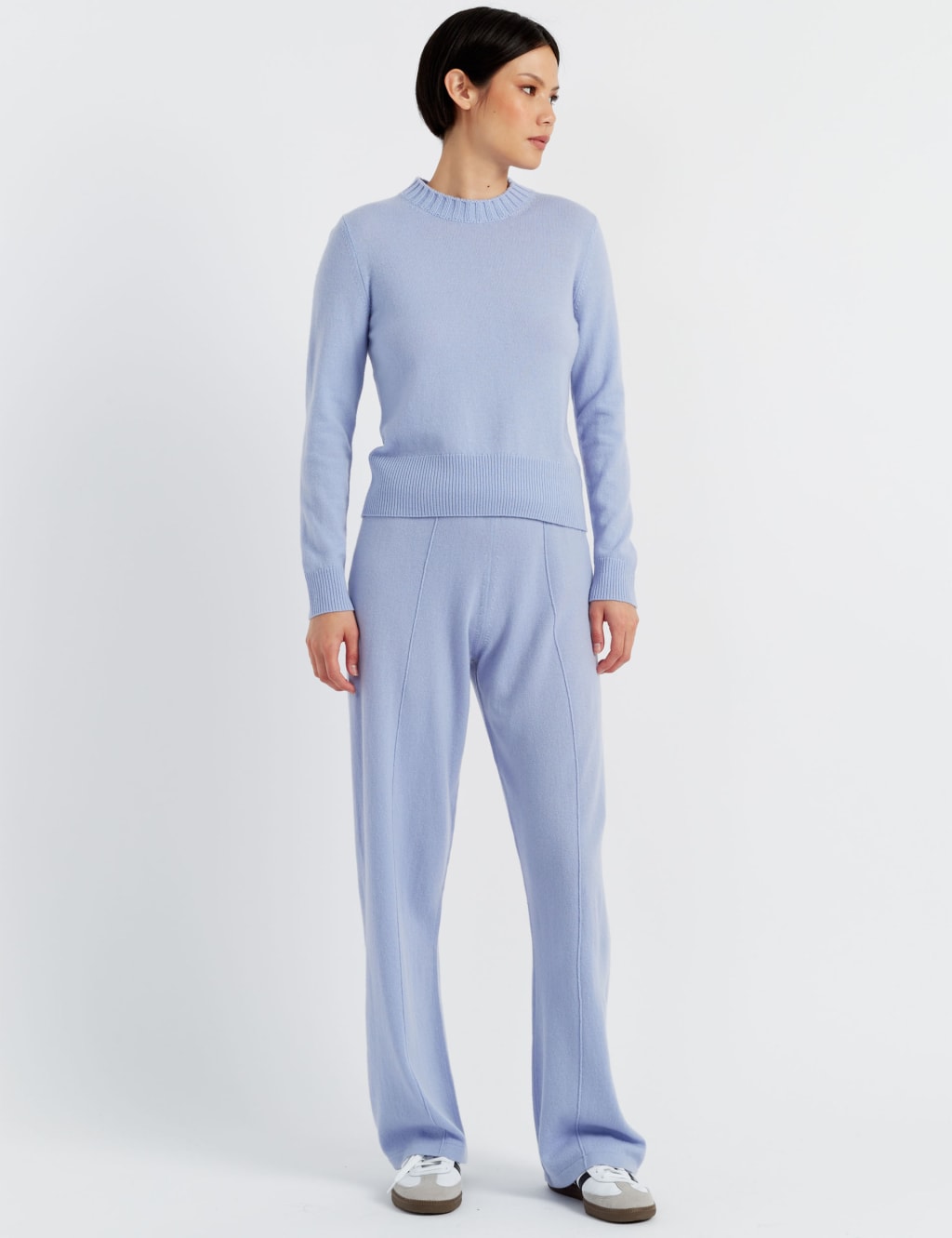 Wool Rich Wide Leg Relaxed Joggers with Cashmere