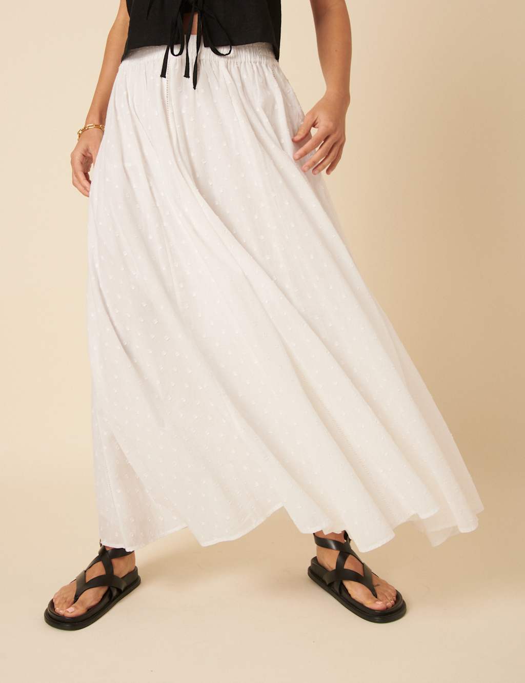 Pure Cotton Embroidered Maxi Circle Skirt