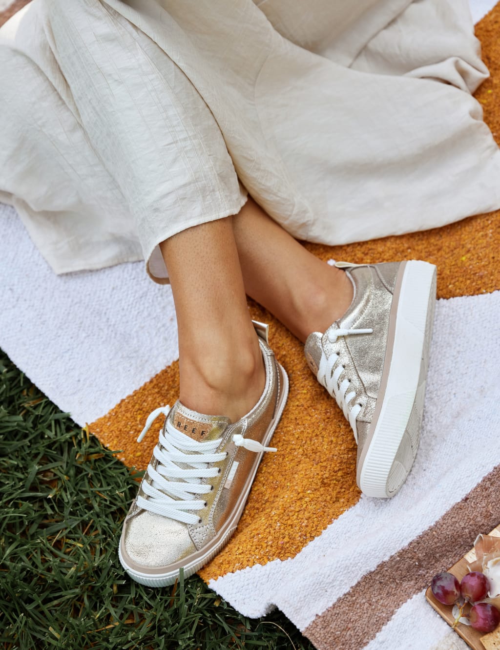 Lay Day Dawn Leather Metallic Trainers