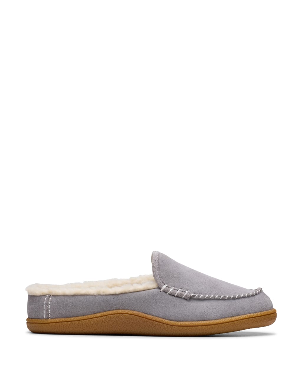 Suede Faux Fur Lined Mule Slippers