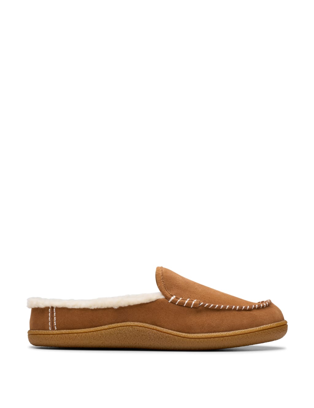 Suede Faux Fur Lined Mule Slippers