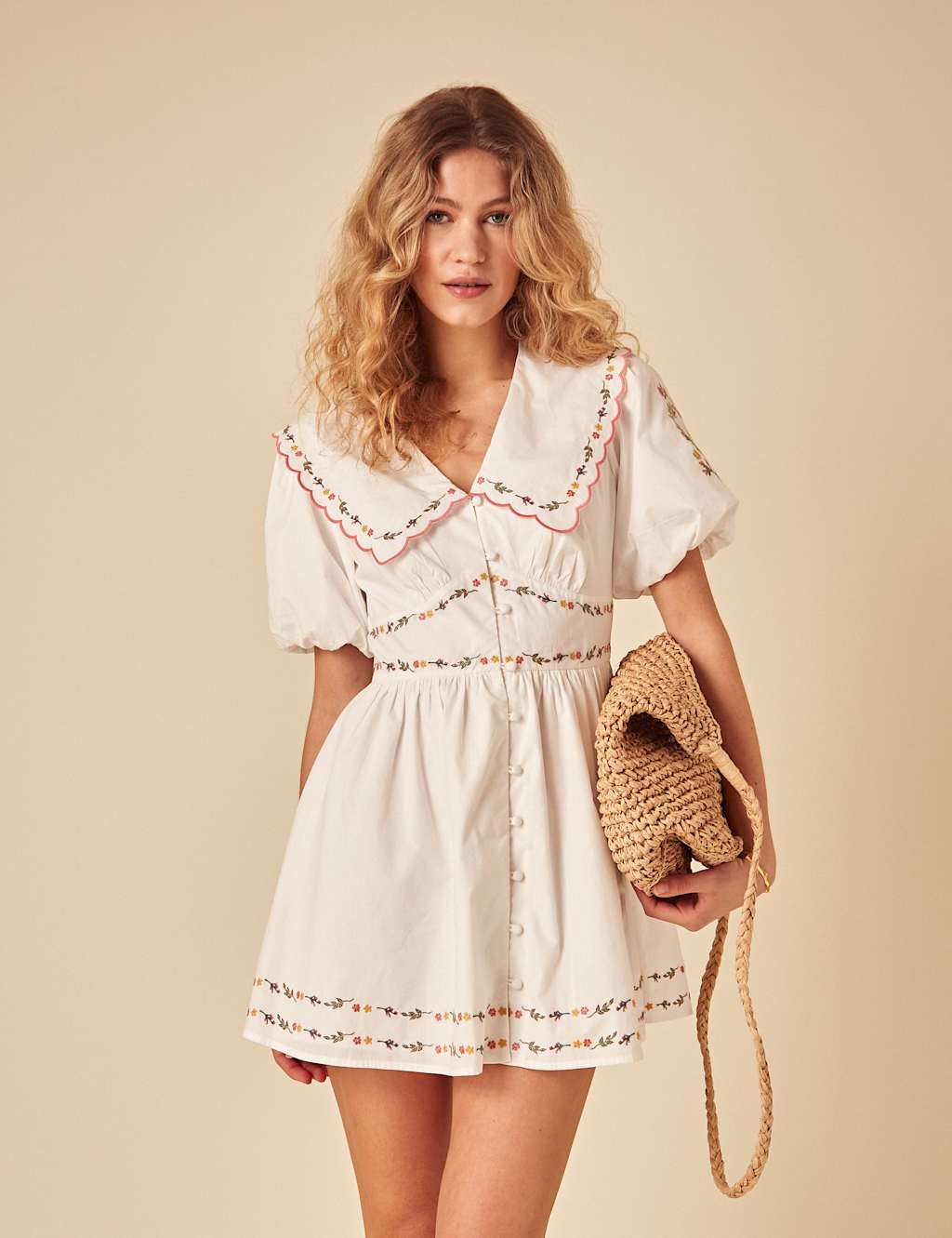 Pure Cotton Collared Mini Shirt Dress