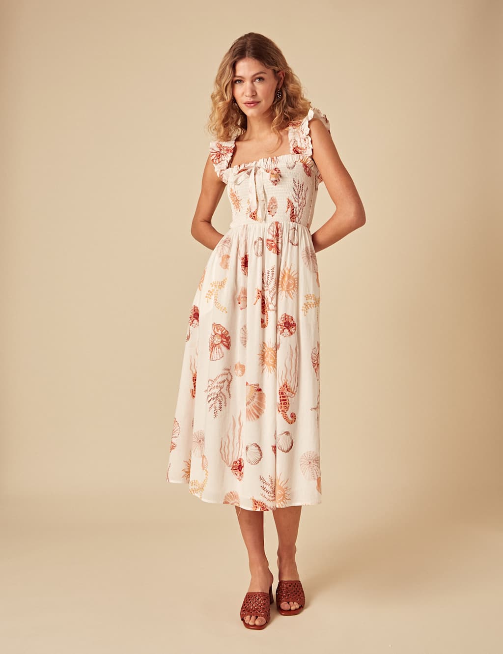 Pure Cotton Printed Midi Dress