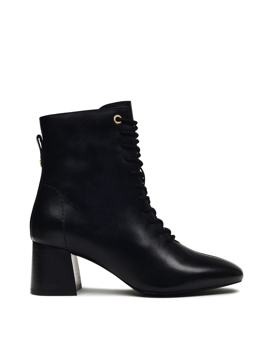 Black leather lace up booties hot sale