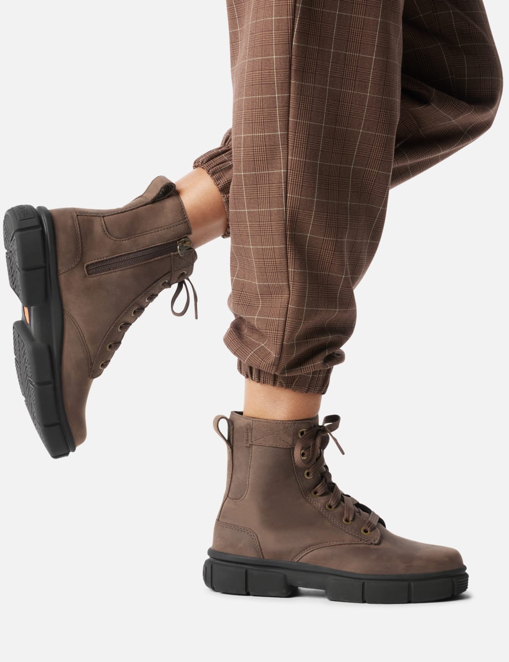 Leather Lace Up Flat Ankle Boots