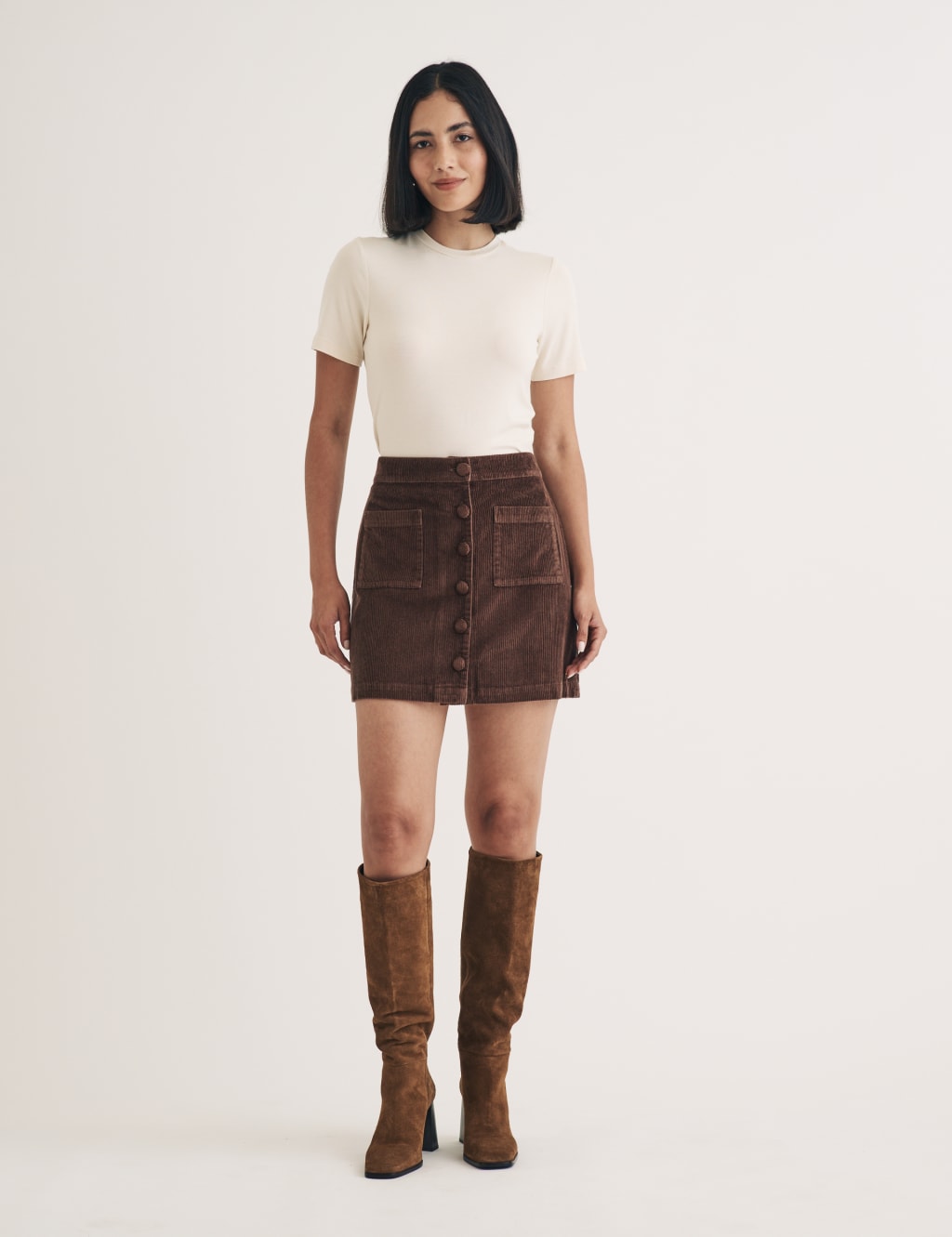 Brown skirt marks and spencer shop