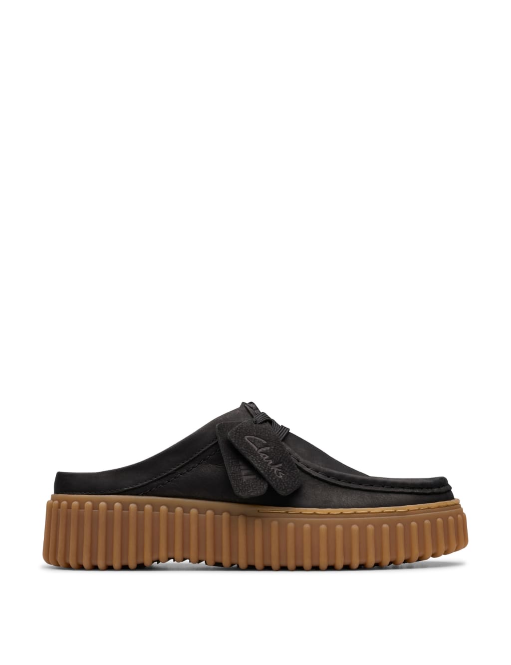 Clarks Women's Torhill Leather Flatform Mules - 7 - Black, Black,Cream