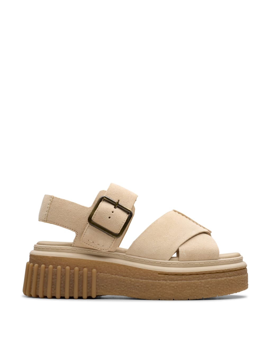 Leather Crossover Ankle Strap Flatform Sandals