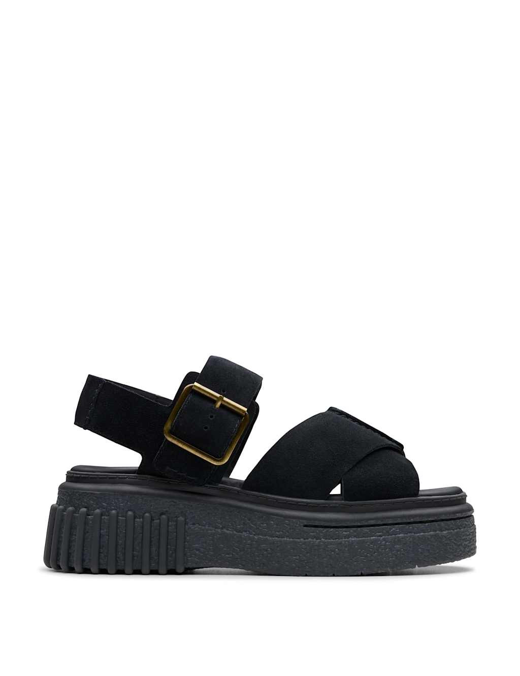 Leather Crossover Ankle Strap Flatform Sandals