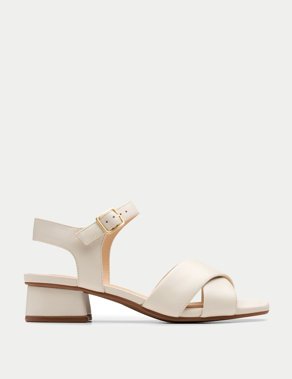 Leather Ankle Strap Block Heel Sandals