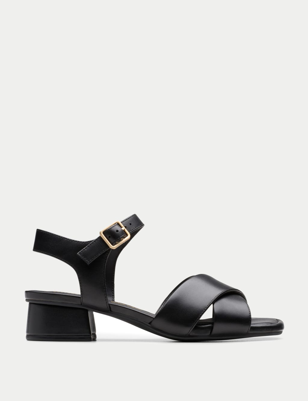 Leather Ankle Strap Block Heel Sandals