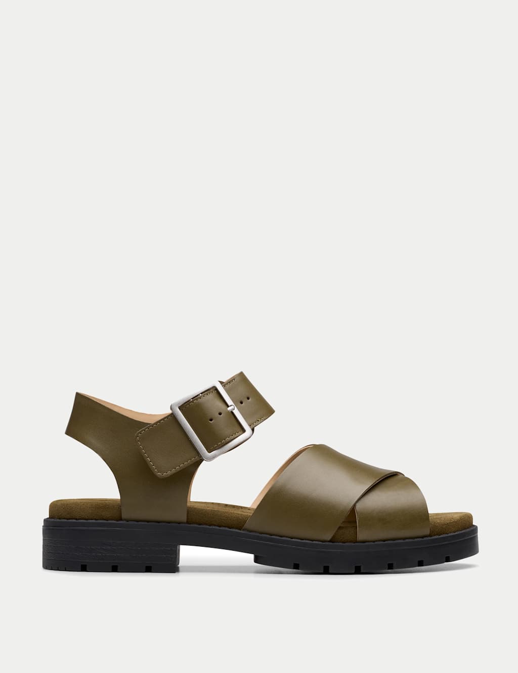 Leather Buckle Footbed Platform Sandals