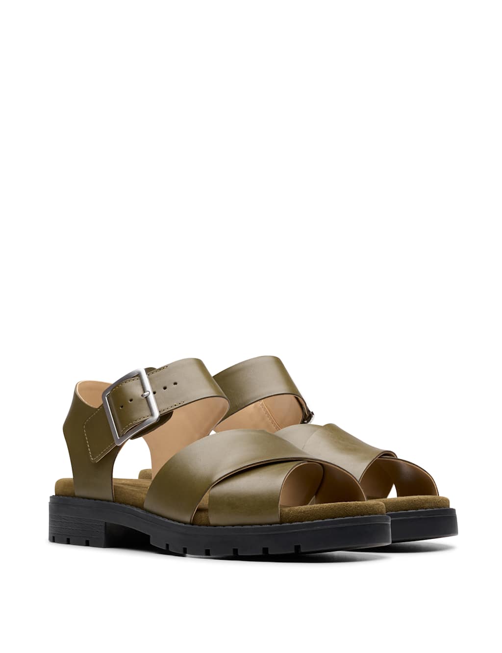 Leather Buckle Footbed Platform Sandals
