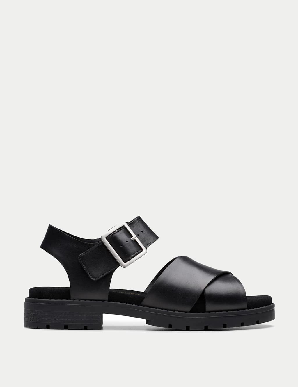 Leather Buckle Footbed Platform Sandals