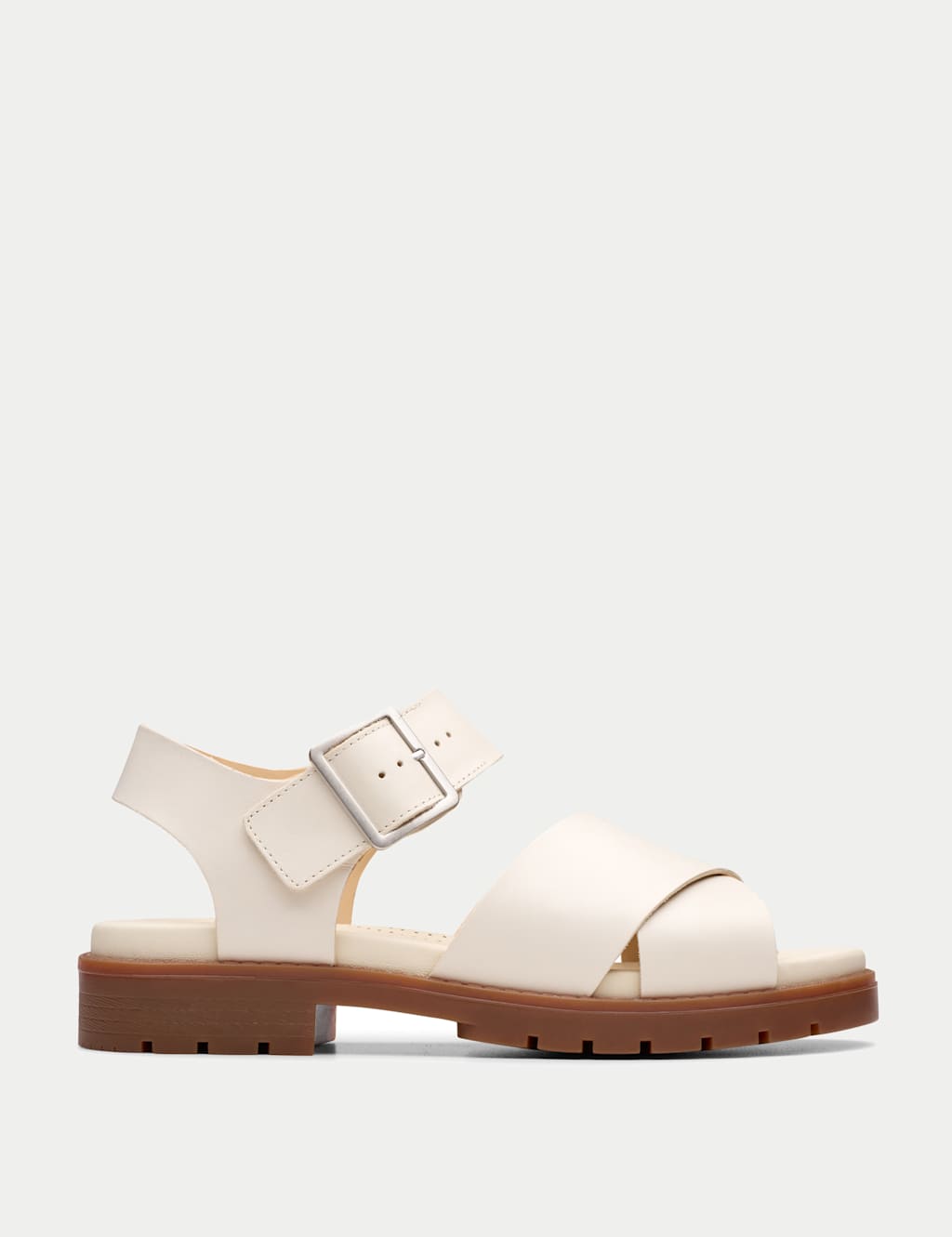 Leather Buckle Footbed Platform Sandals