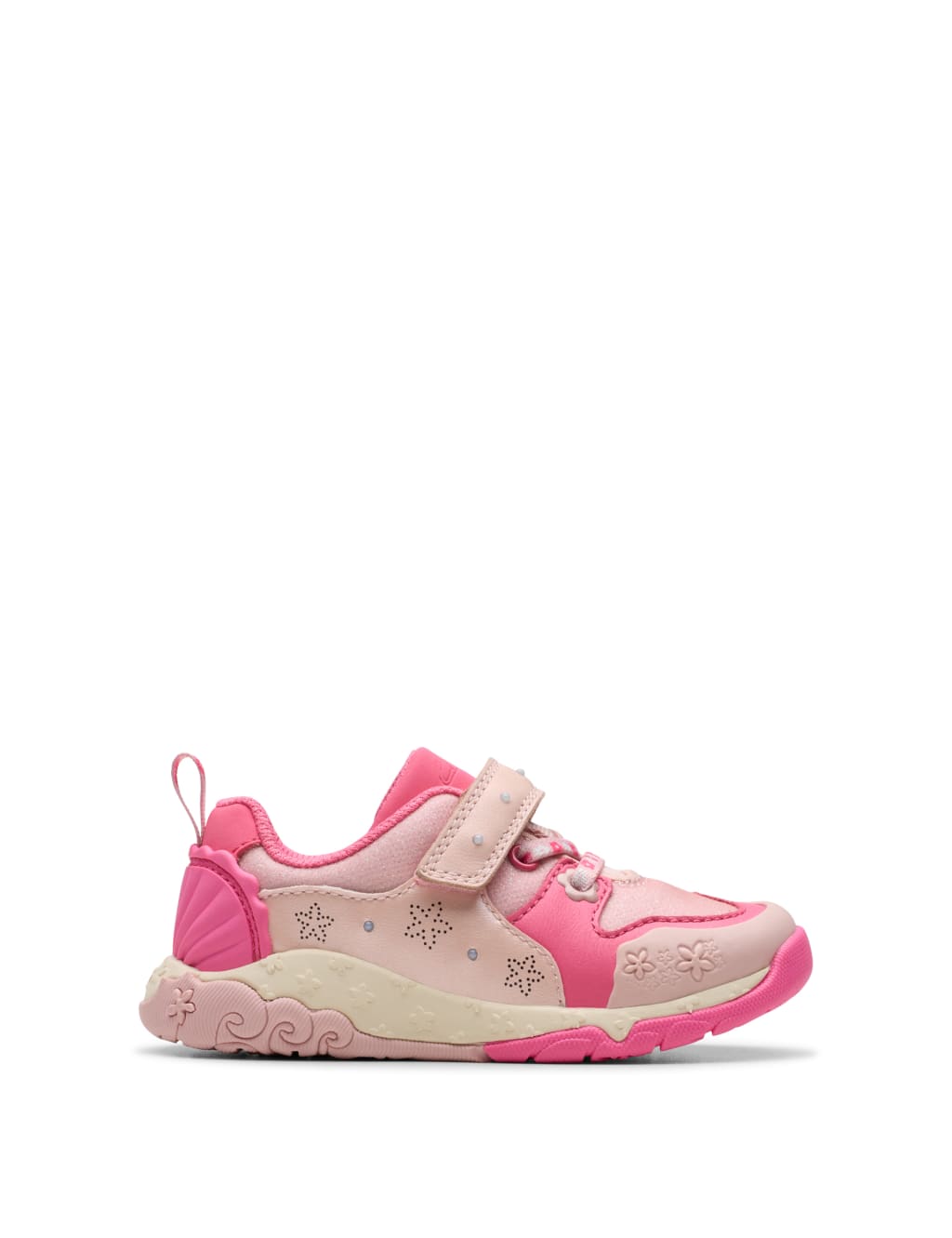 Kids’ Leather Floral Riptape Trainers (4 Small - 6½ Small)