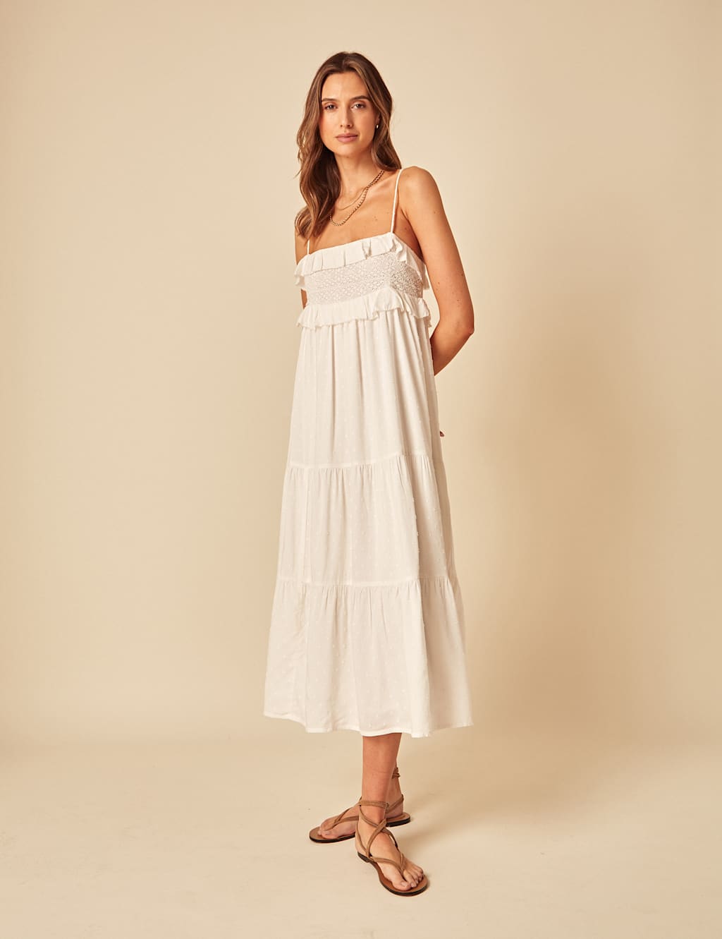 Pure Cotton Broiderie Square Neck Dress