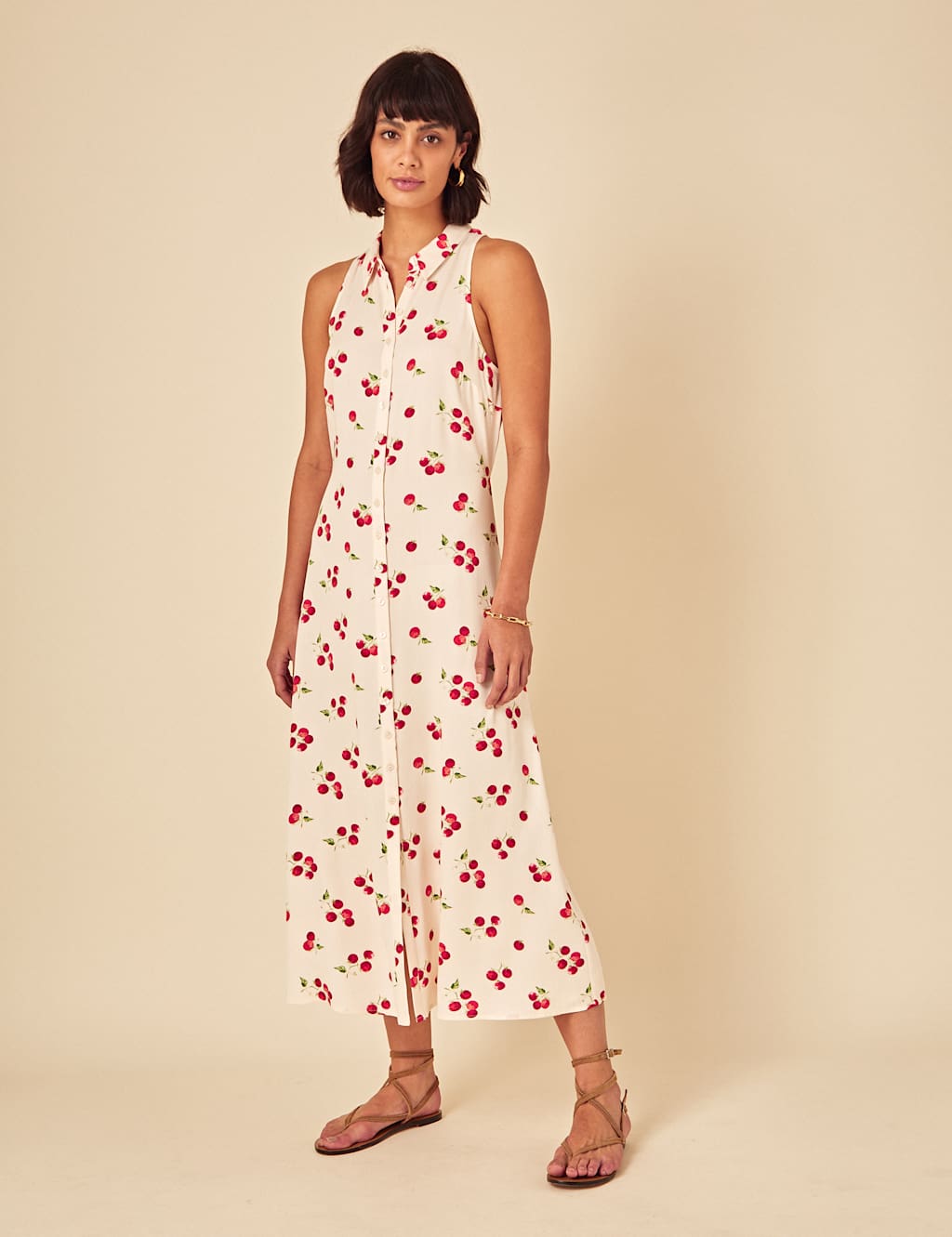 Tomato Print Midi Shirt Dress