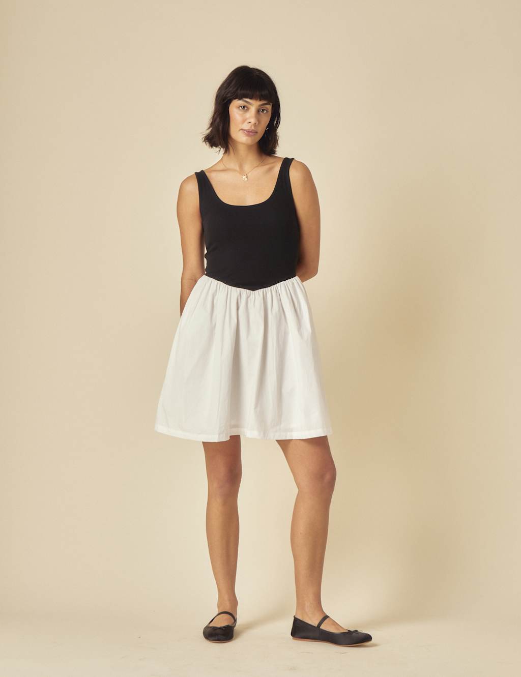 Pure Cotton Angled Seam Mini Waisted Dress