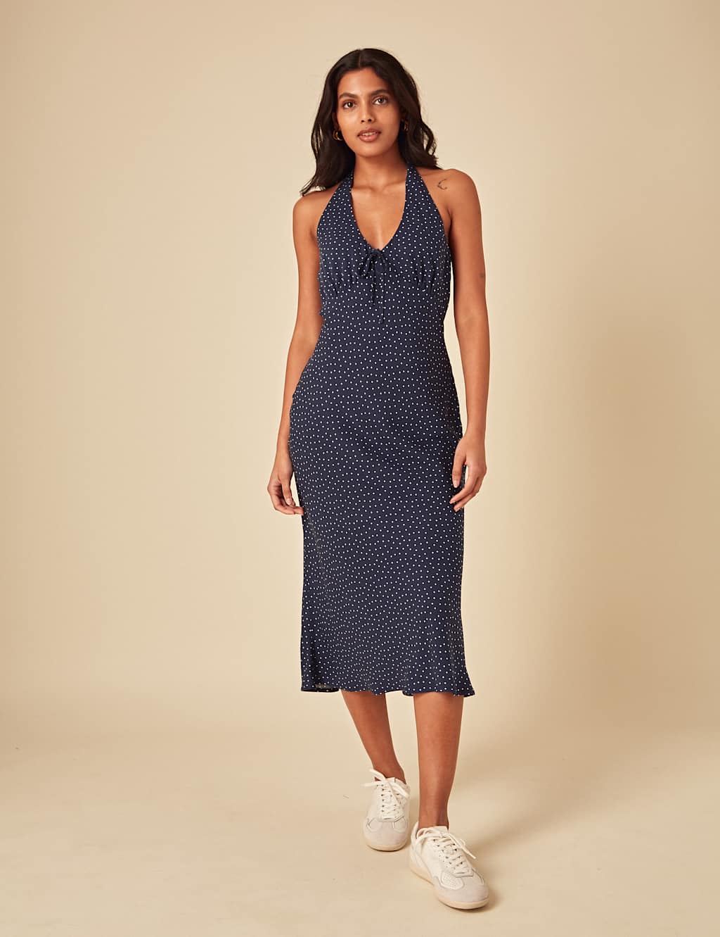 Polka Dot Halter Neck Midaxi Slip Dress