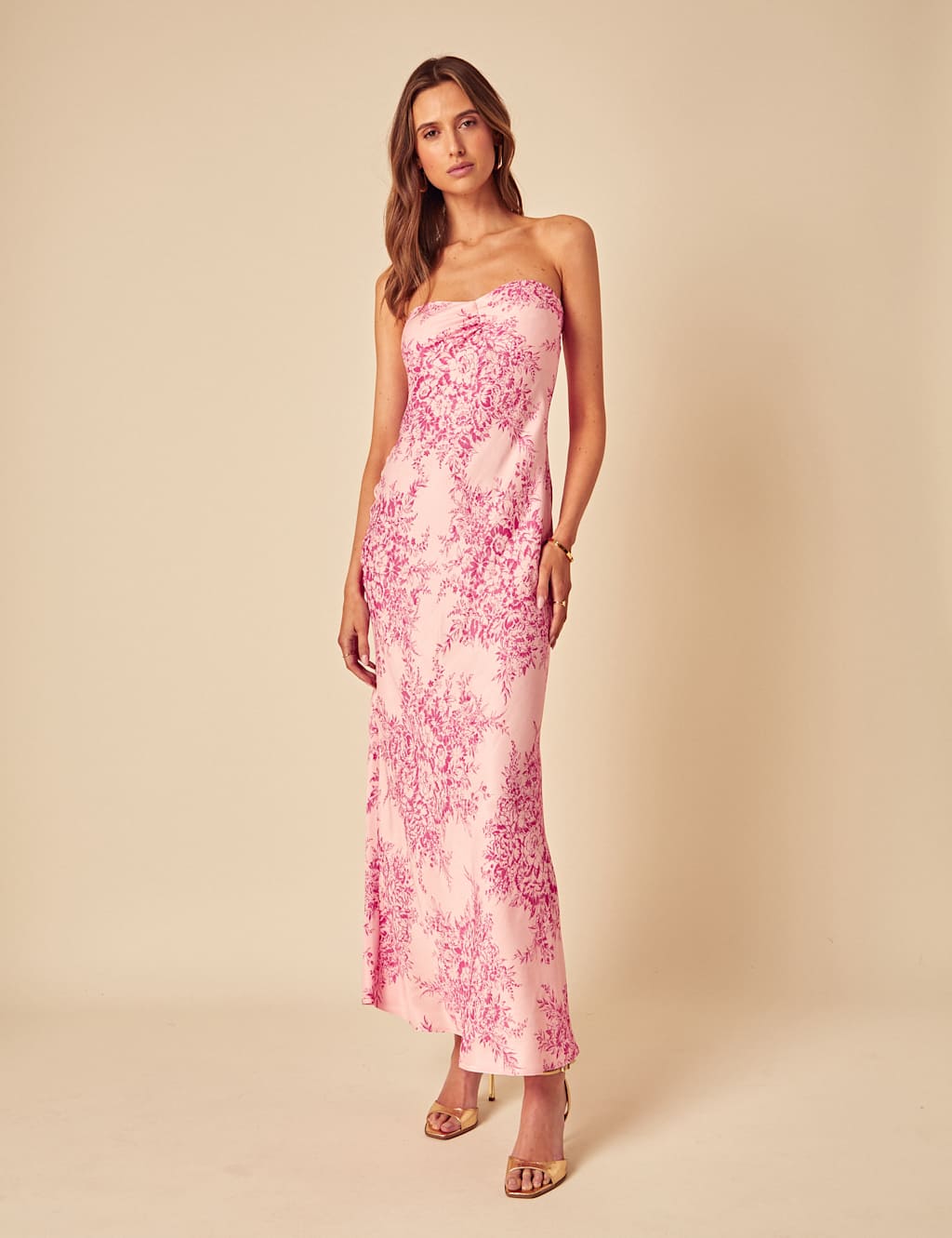 Floral Sweetheart Neckline Maxi Column Dress
