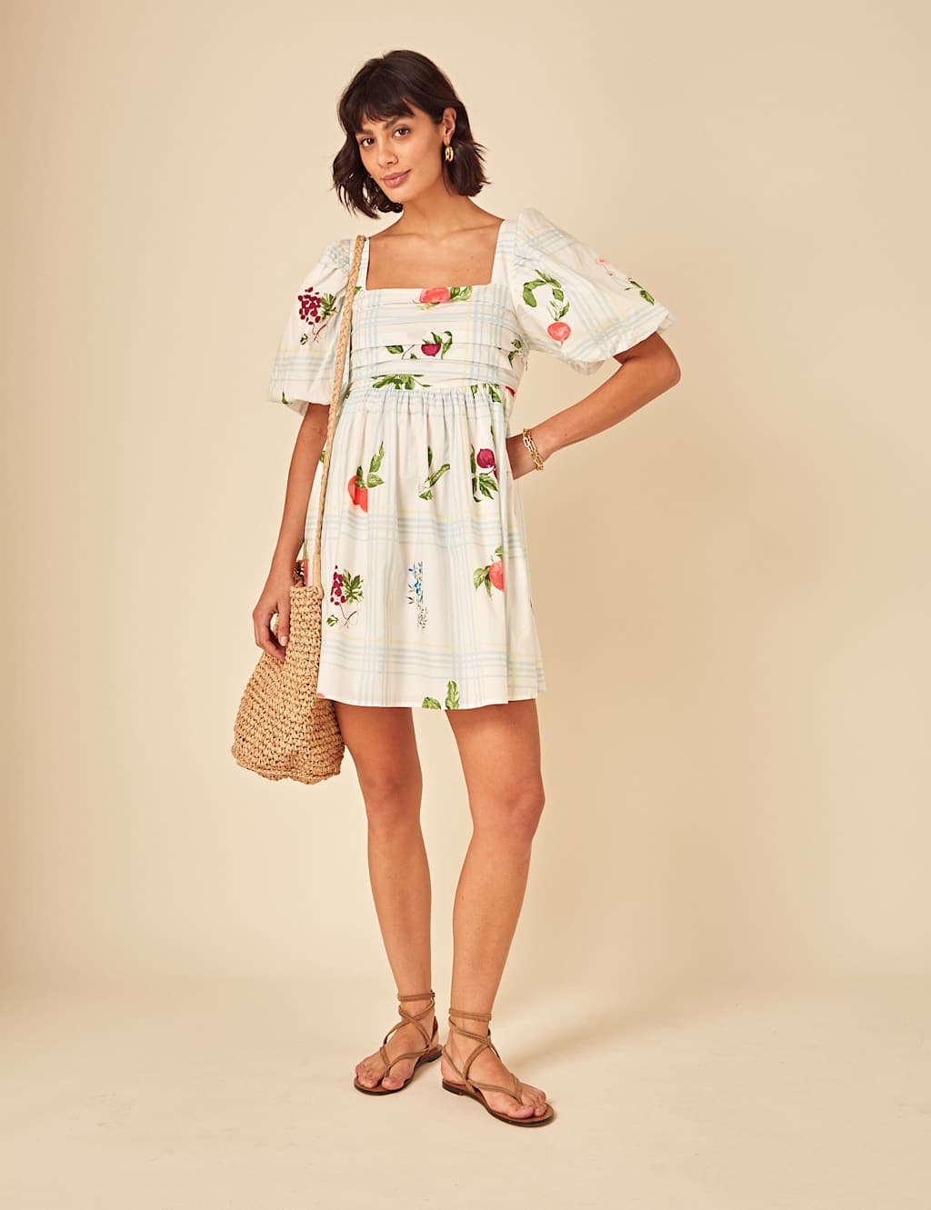Lyocell Rich Printed Mini Smock Dress