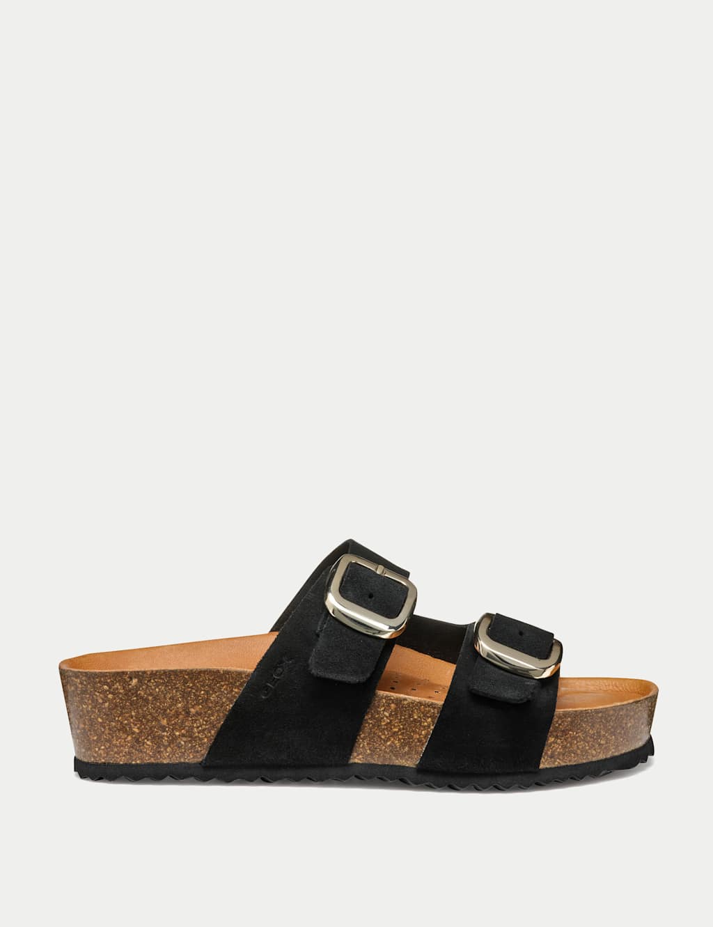 Suede Buckle Flatform Sliders