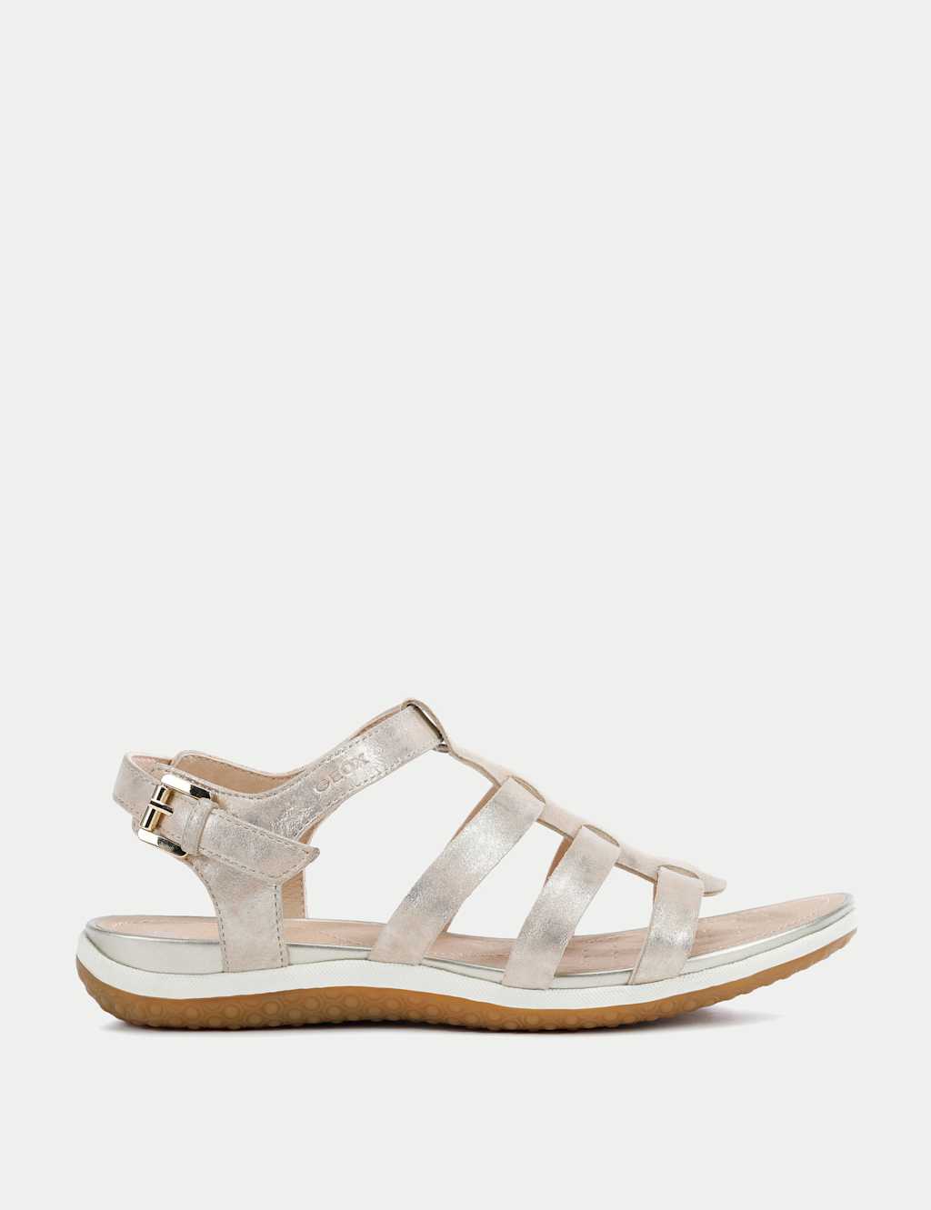 Leather Metallic Flat Sandals