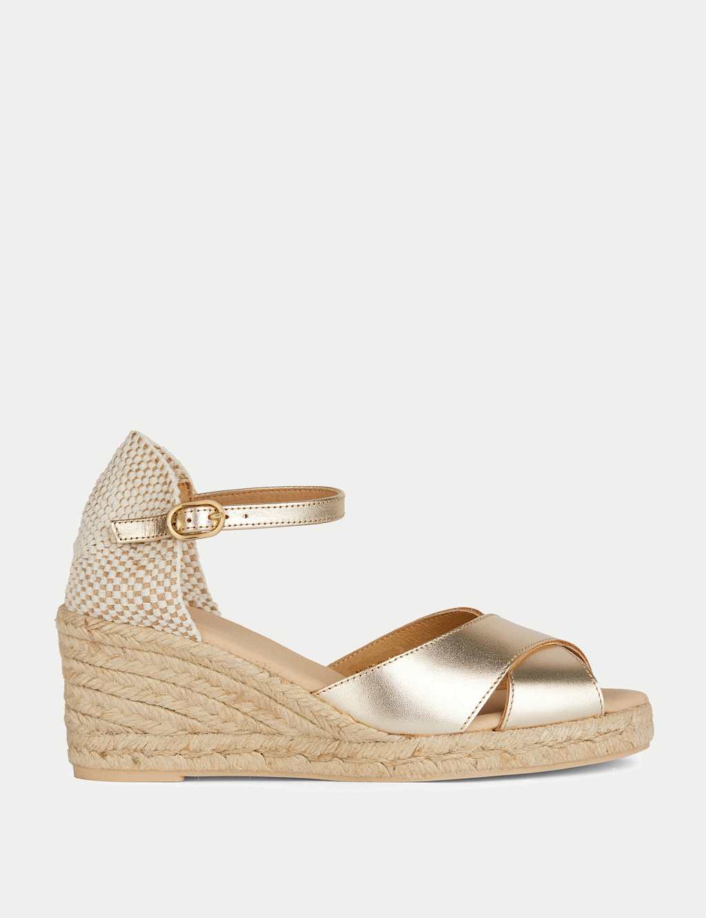 Leather Metallic Wedge Sandals