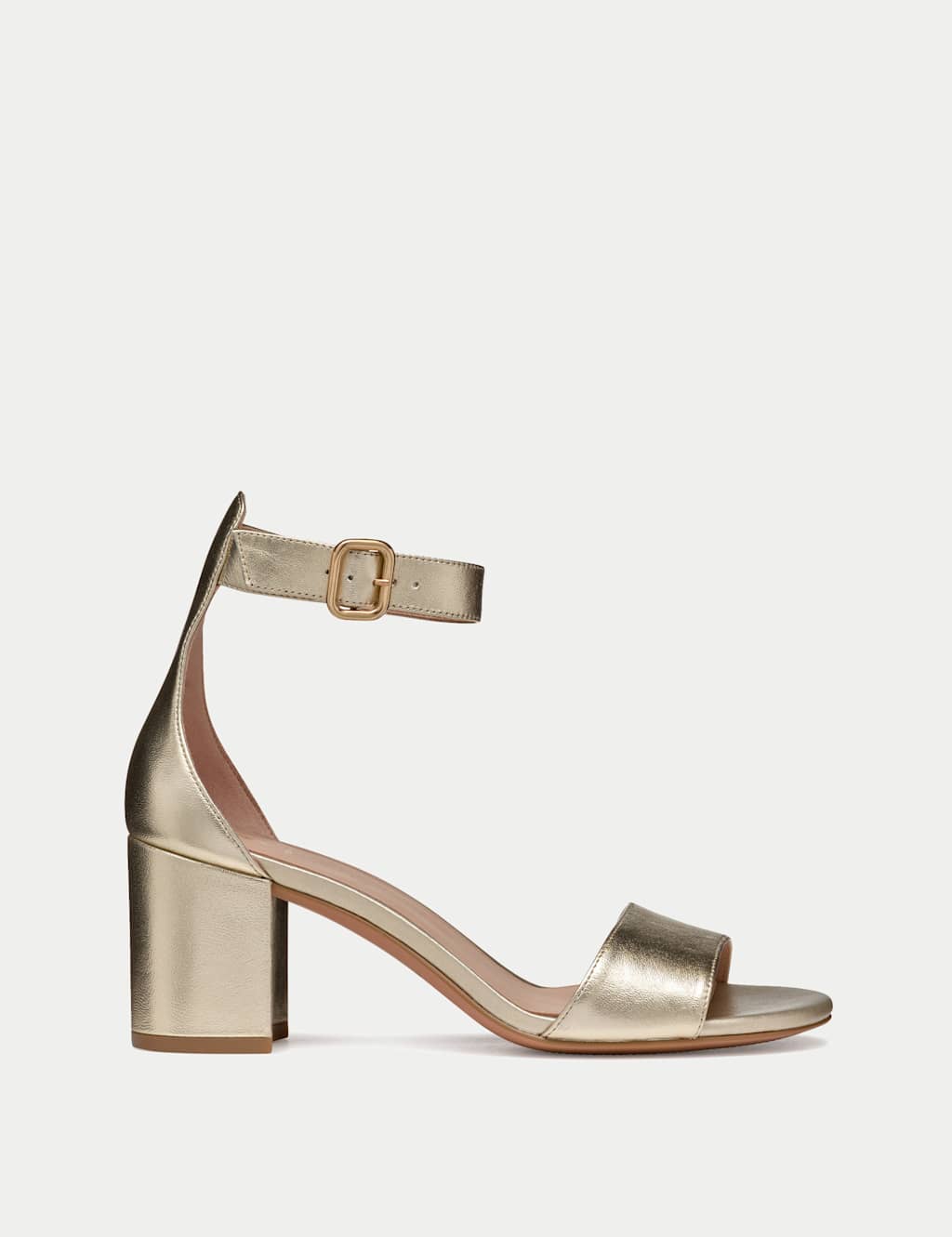 Leather Metallic Ankle Strap Sandals