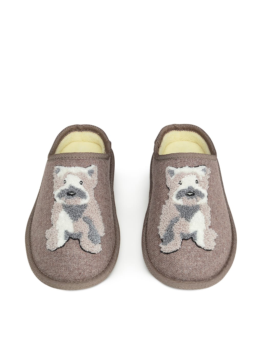 Dog Embroidered Round Toe Mule Slippers