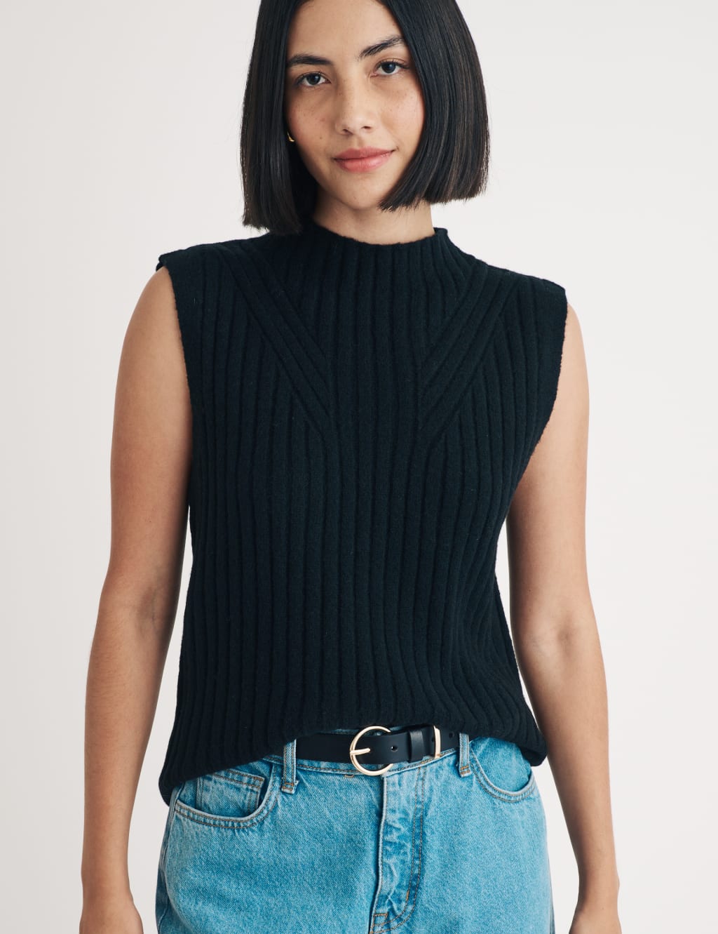 Textured Knitted Vest with Wool