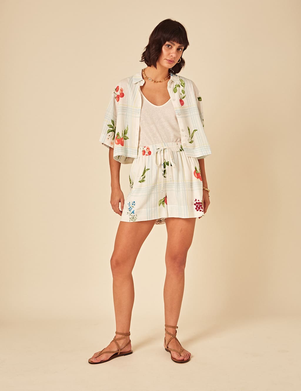 Lyocel Rich Printed High Waisted Shorts