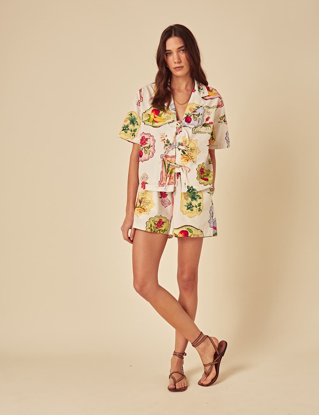 Pure Cotton Printed High Waisted Shorts