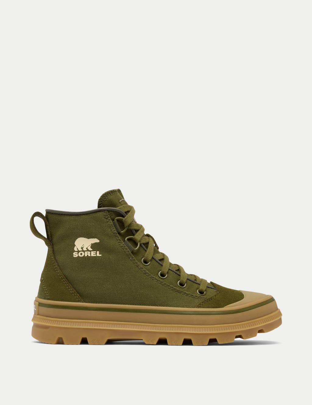 Canvas Suede Panel Mid Top Trainers