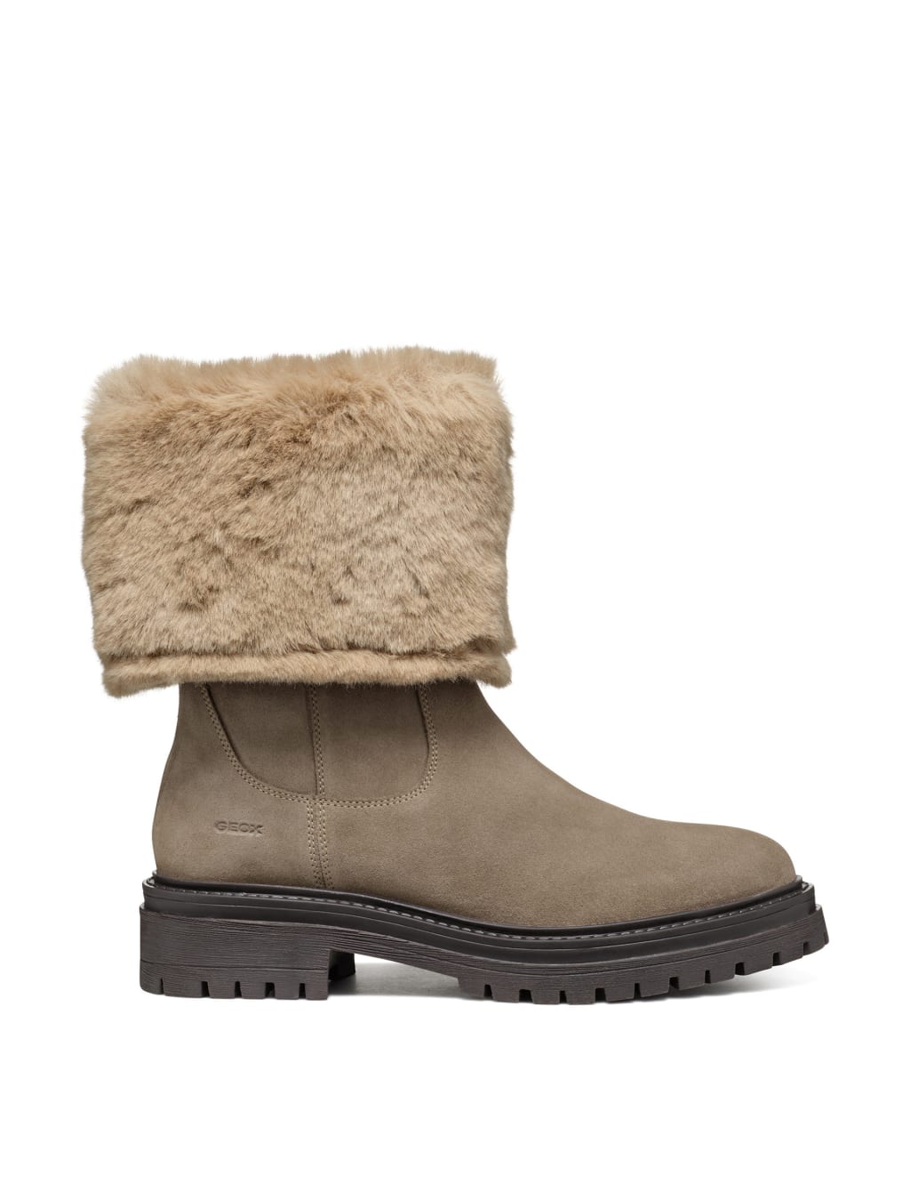 Suede Faux Fur Lining Block Heel Boots
