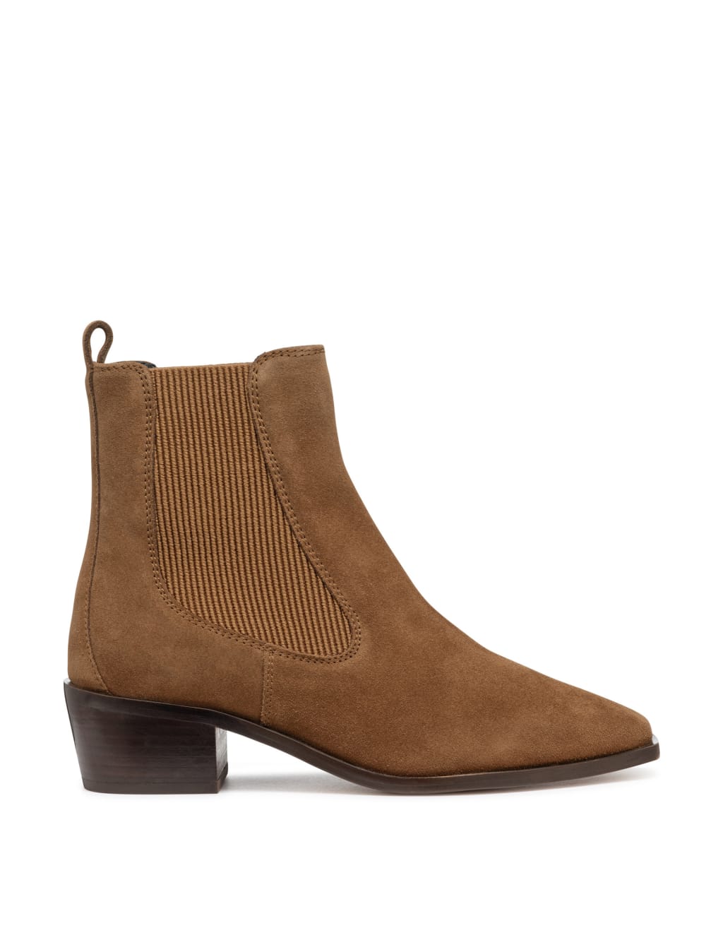 Suede Cowboy Block Heel Ankle Boots