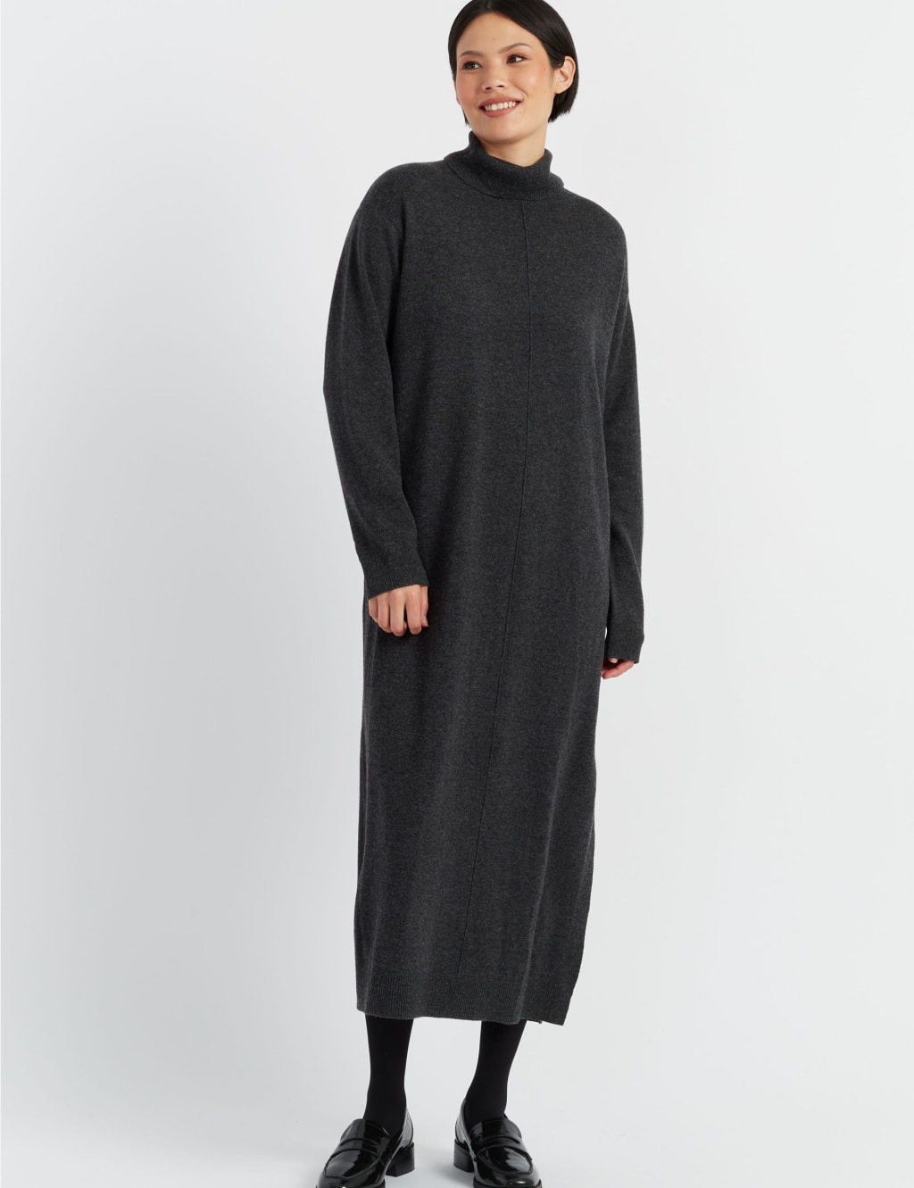 Wool Rich Roll Neck Midi Jumper Dress