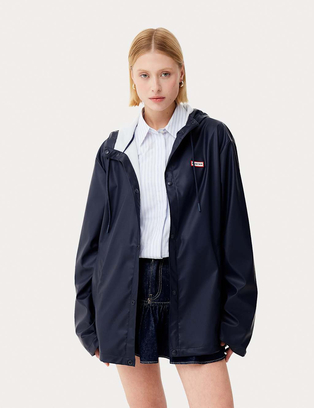 Hunter Women's Izzy Hooded Rain Jacket - M - Navy, Navy,Black