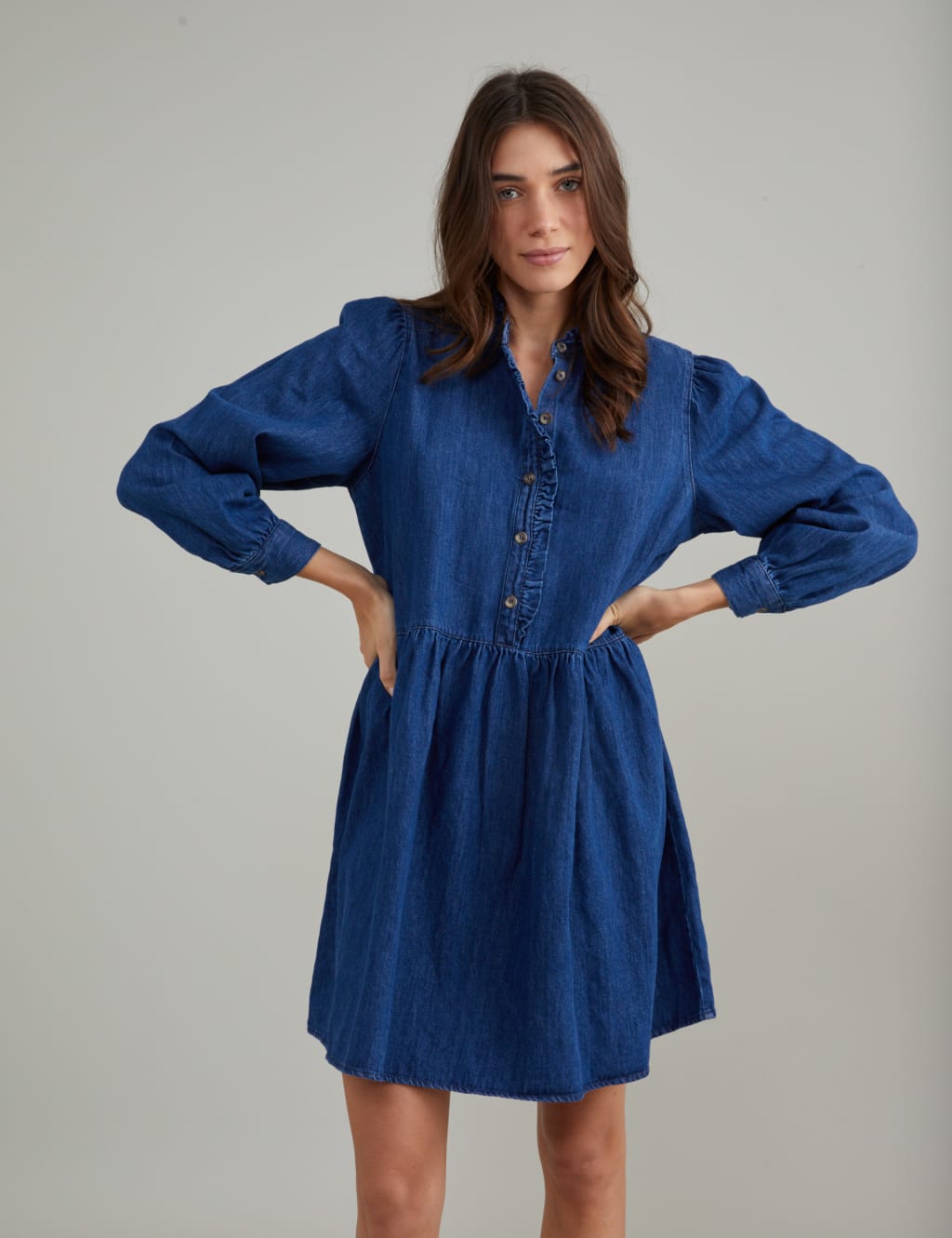 Pure Cotton Denim Mini Smock Dress