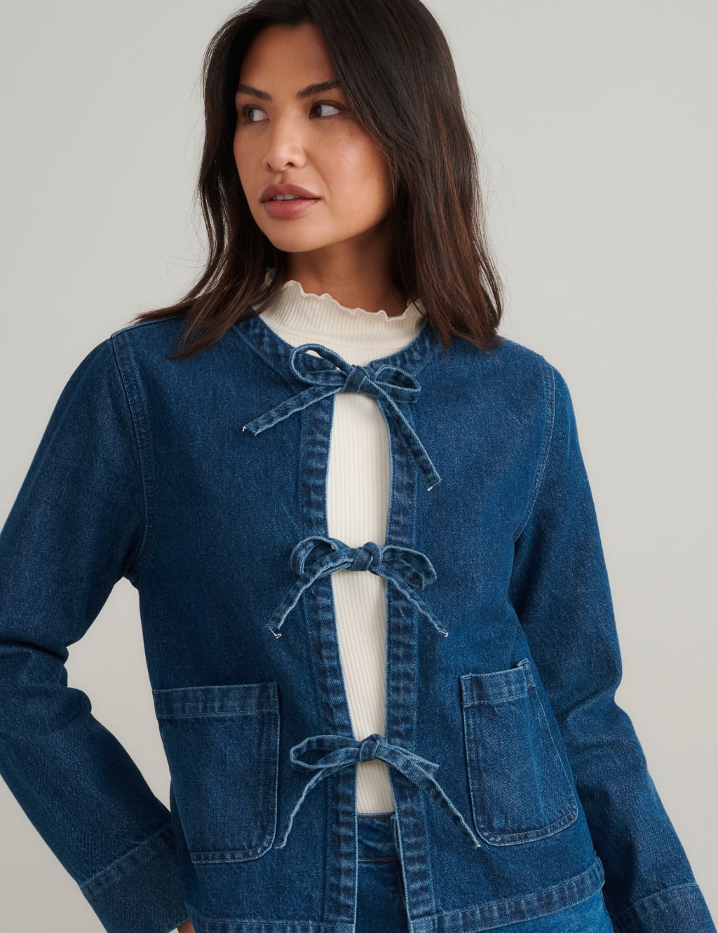 Pure Cotton Denim Relaxed Jacket