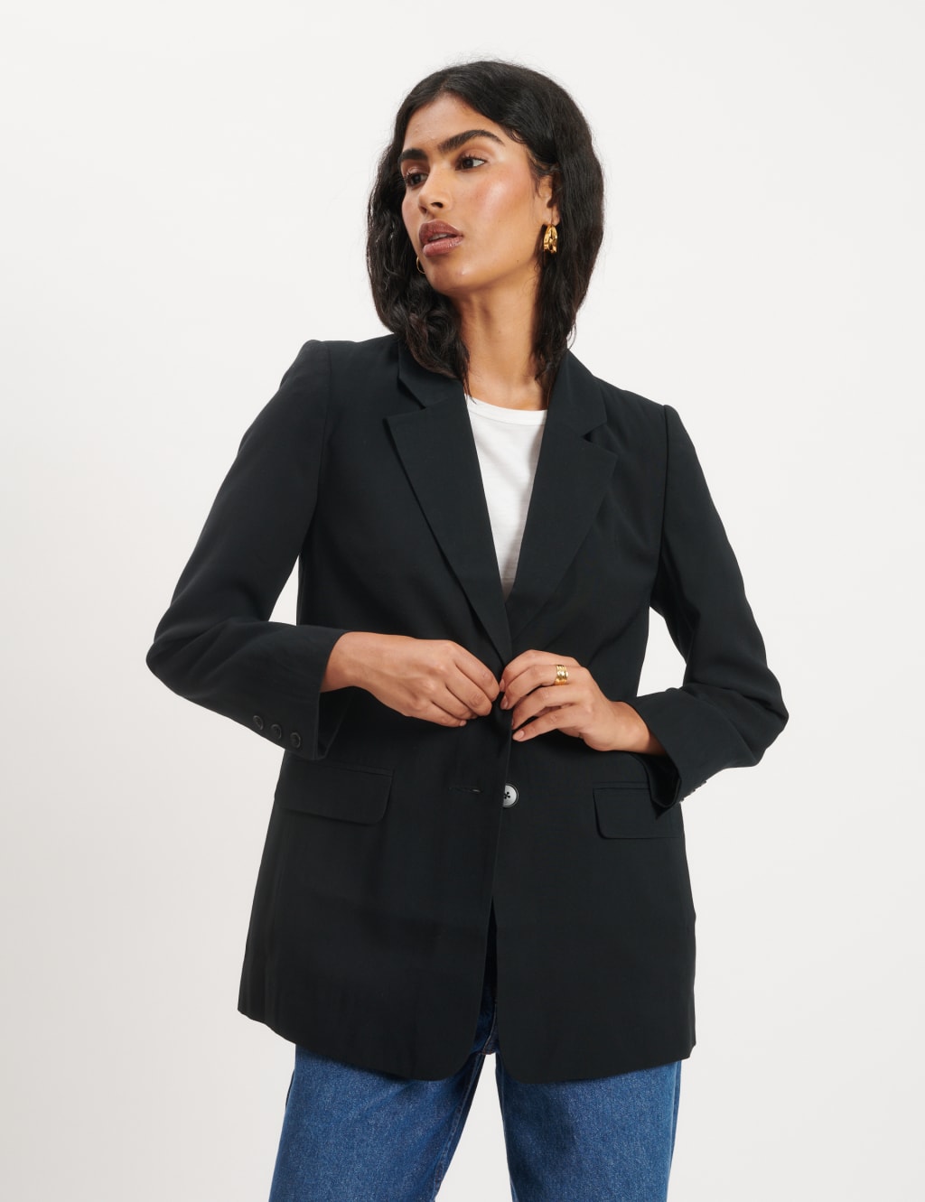 Pure Cotton Relaxed Single Breasted Blazer