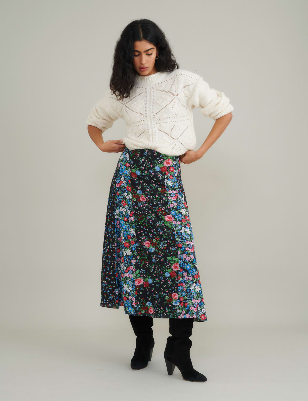 Floral Midi Slip Skirt