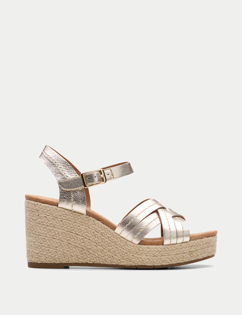 Leather Strappy Wedge Espadrille Sandals